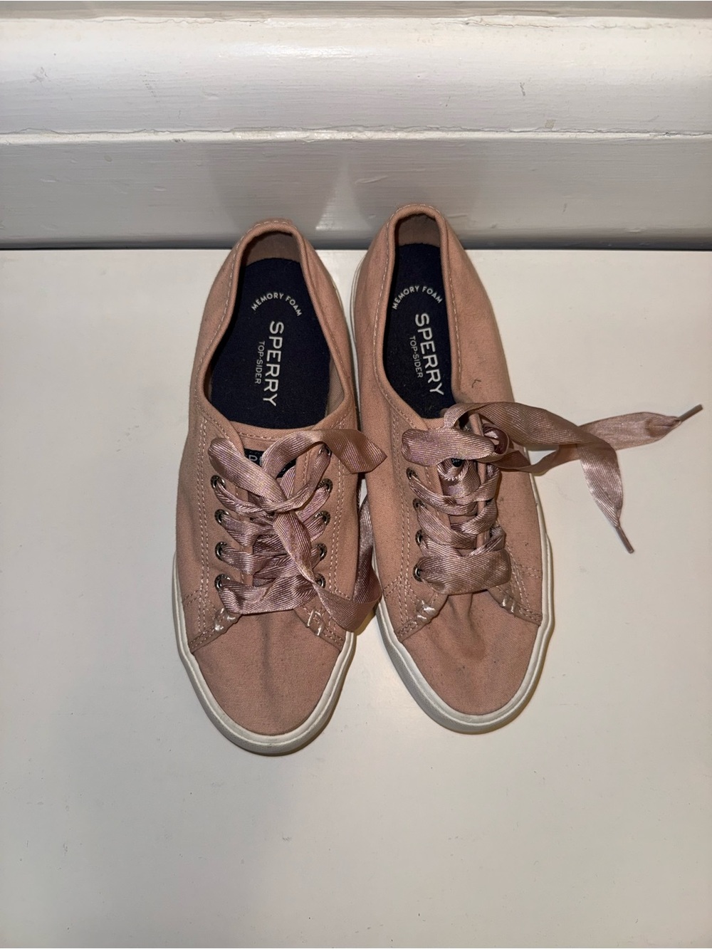 Sperry Women's Blush Canvas Low-Top Sneakers with Satin Laces